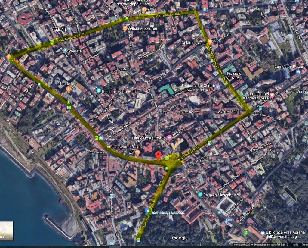 Area studio: città di Portici Strade monitorate: Via Corso Umberto I Via della