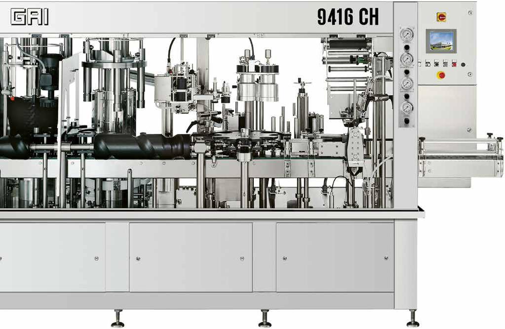 Et. Vacuum [Vacuum lab.] Et. Rotative [Rotary lab.] Monoblocchi di Confezionamento [Packaging monoblocs] CH family. The complete Champagne packaging cycle, also suitable for still wine.