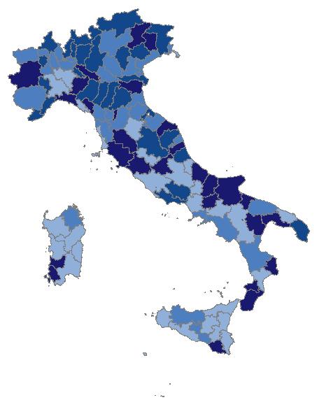 Le dinamiche delle esportazioni a livello provinciale Il cartogramma fornisce un quadro d insieme della dinamica territoriale delle esportazioni nazionali a livello provinciale.