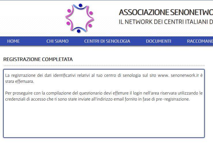 Foto 3 Cliccando sul tasto OK apparirà la finestra Registrazione completata