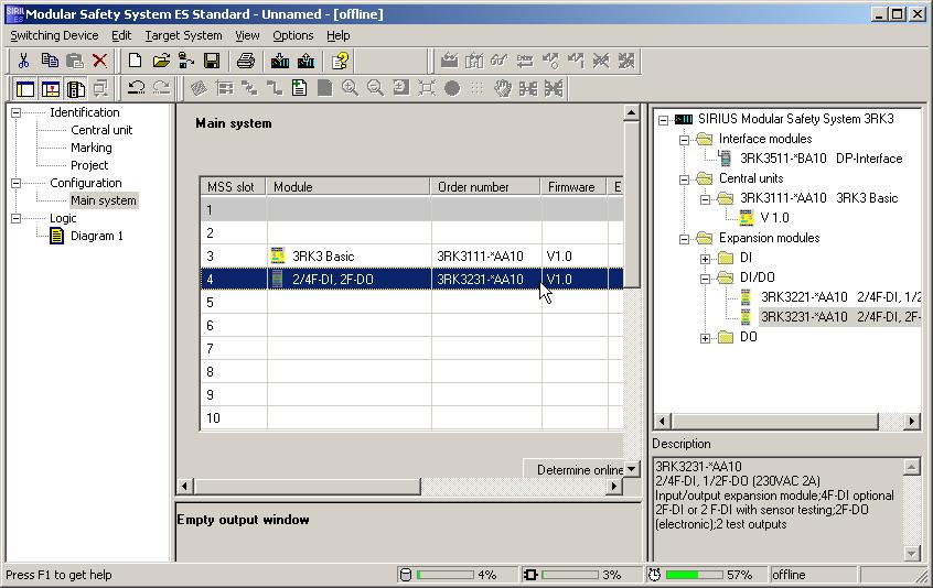 Selezionare, nella cartella "Configurazione" ("Configuration"), la sottocartella "Sistema centrale" ("Main system") a sinistra della finestra di navigazione.