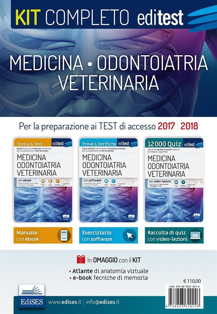 EdiTEST. Kit completo medicina, odontoiatria, veterinaria. Per la preparazione ai test di accesso 2017-2018.