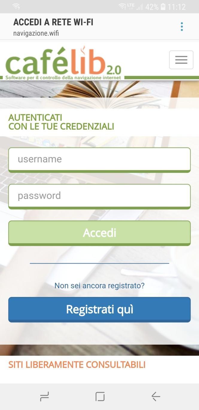 Accesso Avendo le credenziali, ovvero dopo aver effettuato la REGISTRAZIONE, è possibile ora accedere all ambiente CaféLib 2.0 per poter utilizzare l ambiente Free Internet.