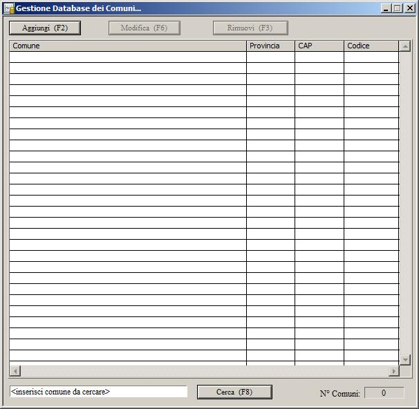 (controllo della checksum e numero di cifre). Database dei Comuni.