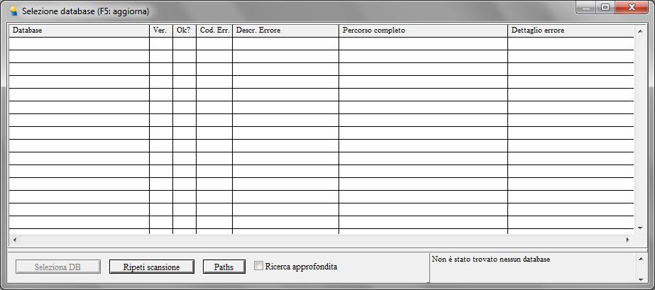 Appare la seguente schermata: Nella scheda di configurazione LAN è possibile ricercare e selezionare i database della rete locale.