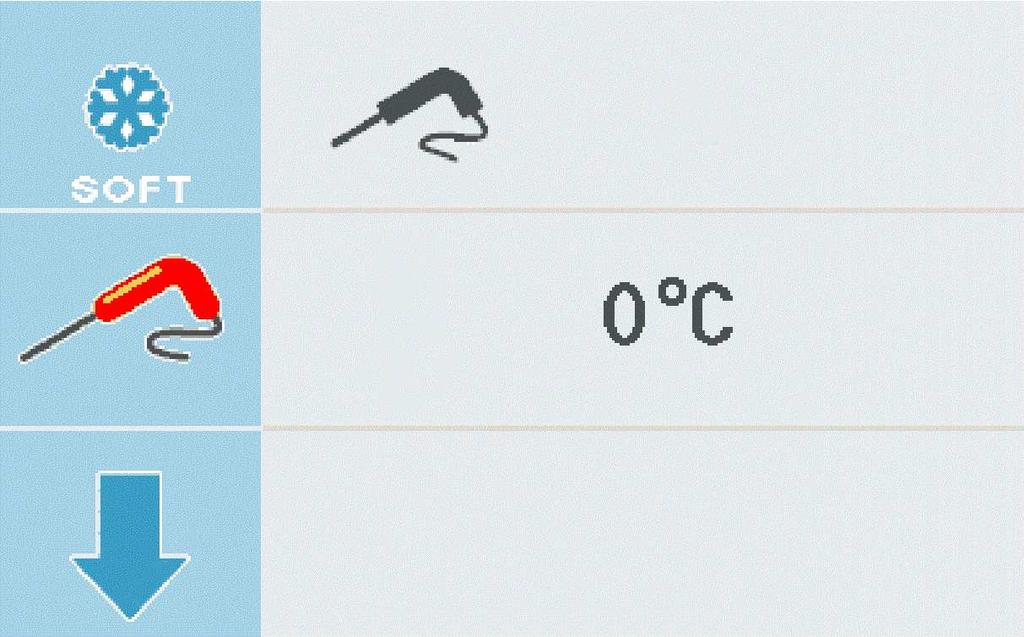 Durante lo stato run il dispositivo visualizzerà: - se è in corso un abbattimento a temperatura o una surgelazione a temperatura, la temperatura rilevata dalla sonda ad ago, la temperatura della