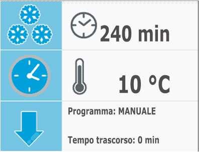 4.1 Premere e rilasciare il tasto MENÙ, quindi premere e rilasciare il tasto freccia su (4) o freccia giu (5) per selezionare la durata della surgelazione e il setpoint di lavoro durante la