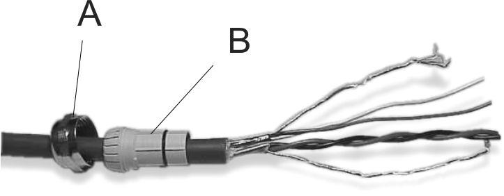 Inserto di serraggio 3. Spelare la guaina del cavo. Opzione Tipo di pressacavo NPT Tipo di pressacavo M20 Descrizione Spelare 114 mm Spelare 108 mm 4.