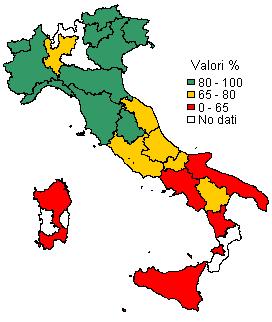 Nell anno 9 nelle ASL partecipanti a livello nazionale la copertura del Pap test è risultata del 7, con un marcato gradiente territoriale Nord-Sud (range: 5 Sardegna - 89 Valle d Aosta).