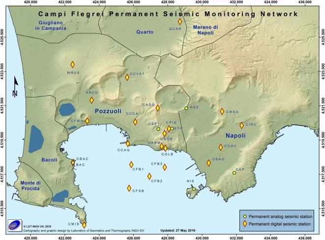 4, localizzati nell area tra Pisciarelli e Solfatara a profondità comprese tra 1.1 e 2.6 km; il secondo, tra le 00:59 e le 01:38 UTC del 21/03, è consistito in una sequenza di 6 terremoti con -1.