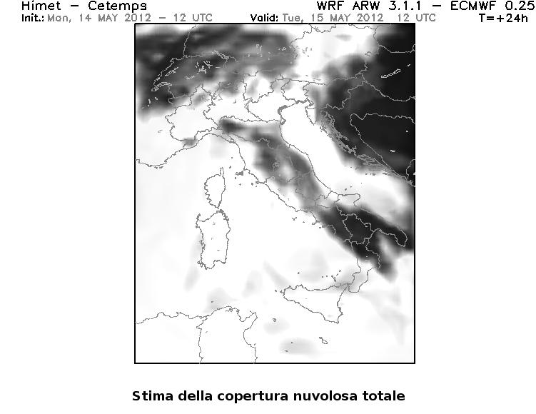 Copertura nuvolosa Situazione: Una perturbazione interessa oggi le regioni centro-meridionali, mentre al nord