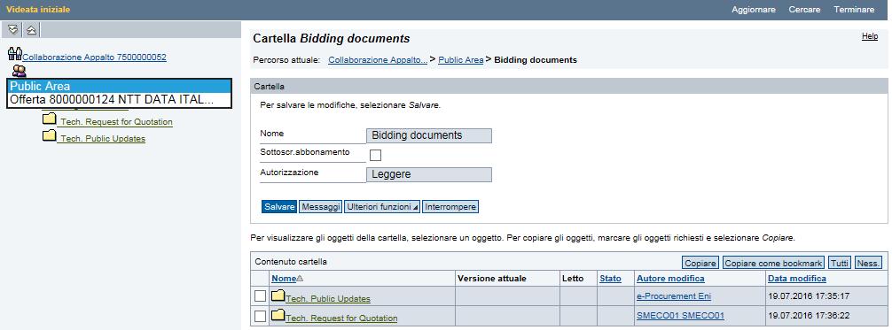 evidenziato ed esplorare la Public Area. In essa sono contenuti, in due cartelle (Tech.