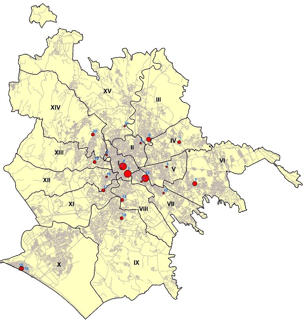 N. Luogo di celebrazione 1 Mun. I - Via Luigi Petroselli 2 Mun. I - Circonvallazione Trionfale 3 Complesso Vignola Mattei 4 In Campidoglio 5 Mun. II - Via Dire Daua 6 Mun. III - Piazza Sempione 7 Mun.