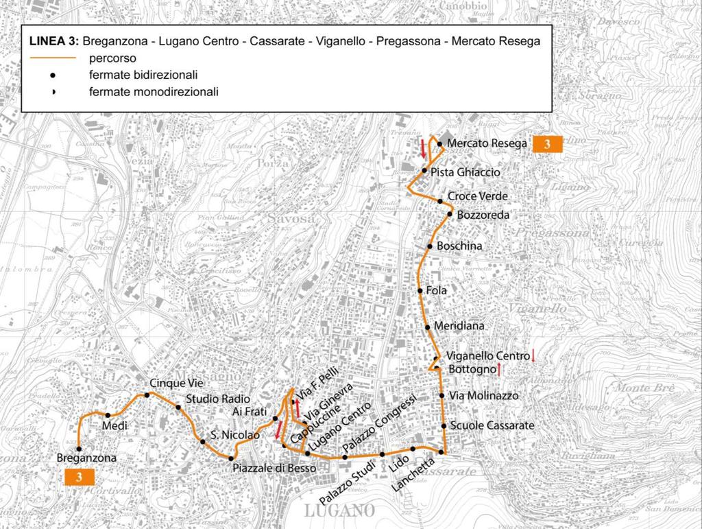 Figura 4: Linea 3 Breganzona Lugano Centro Cassarate