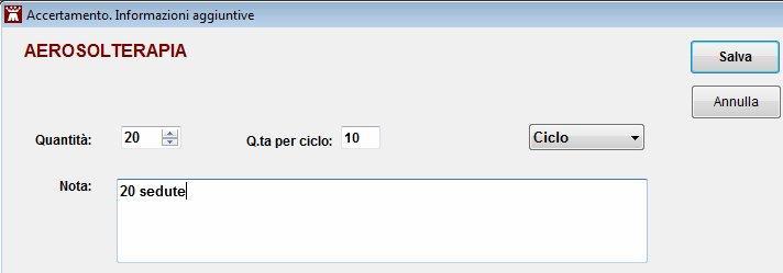 Se si vuol stampare 2 cicli da 10 sedute (per un totale di 20 sedute) occorre impostare il valore 20 nel campo Quantità.