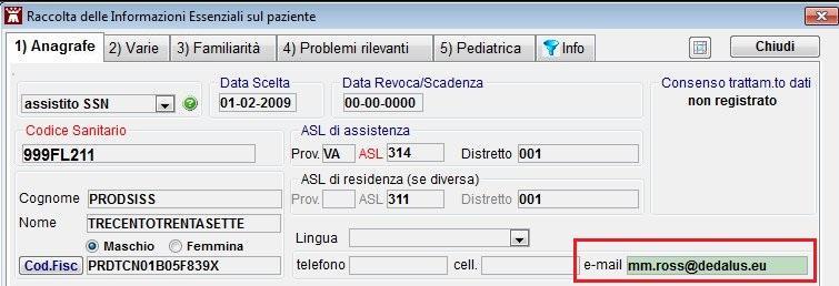 Registrare in Anagrafe dell assistito l indirizzo email Procedere con la registrazione di una prestazione ed eseguire la stampa della prescrizione.