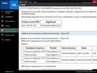 Errori Valori nominali Questa pagina visualizza istantaneamente tutti gli errori presenti nel mezzo, i relativi