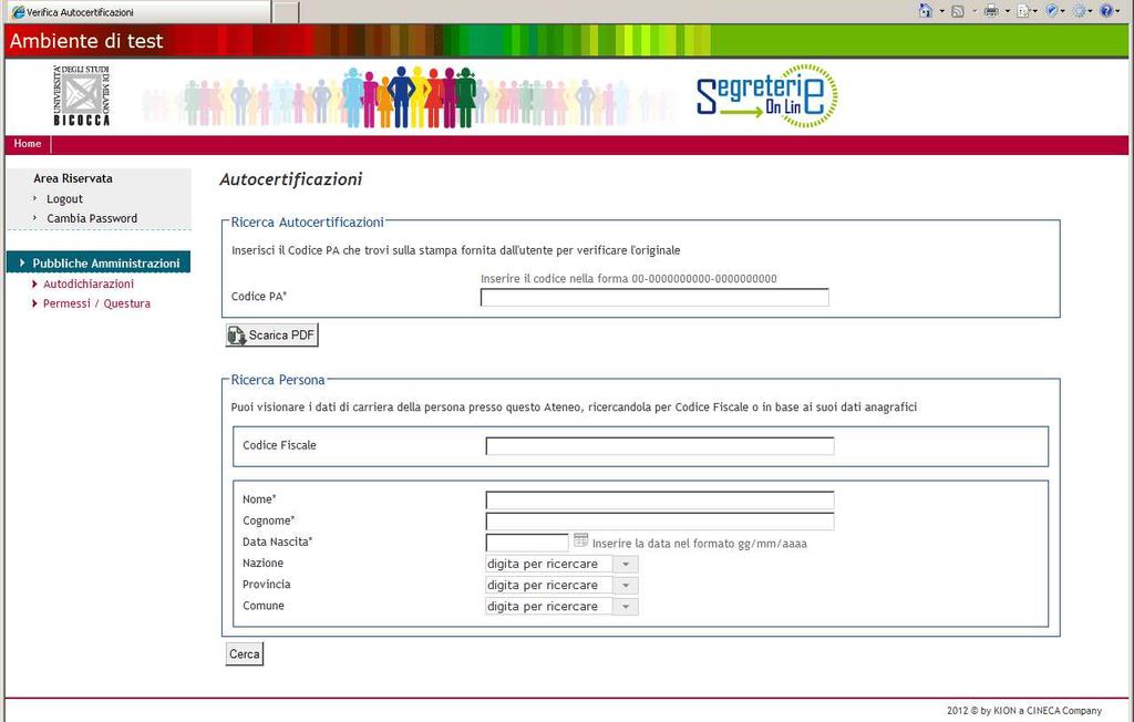 Il sistema visualizzerà i risultati della ricerca, fornendo un riepilogo dei dati anagrafici della persona