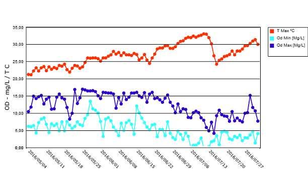 RISULTATI. Sono riportati di seguito i grafici degli andamenti mensili per i parametri monitorati. Ossigeno Disciolto Laguna di Levante.