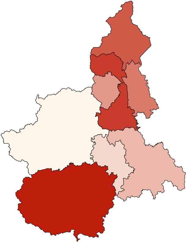 Carta B Impronta ecologica dei consumi pro capite Carta C Densità dell impronta ecologica dei consumi gha pro capite Cuneo 5,43 Vercelli 5,42 V-C-O 5,37 Novara 5,36 Biella 5,35 gha/ha Torino