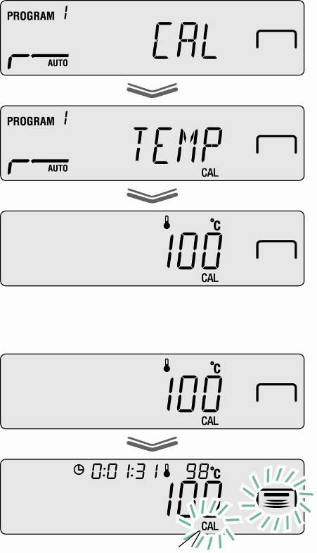 Confermare la selezione, premendo il tasto ENTER, sarà visualizzato il primo punto di temperatura controllato. Premere il tasto START, sarà avviata la prima fase di riscaldamento.