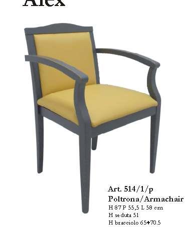 514/3/p Poltrona/Armachair H 87 P 55,5 L 58 cm H seduta 