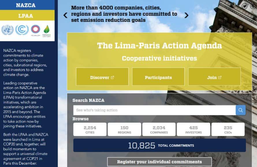 Comunicazione degli impegni di riduzione Comunicazione sul portale UNFCCC http://climateaction.unfccc.