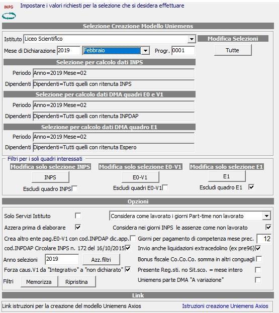 5 GENERAZIONE MODELLO UNIEMENS Il programma leggendo i dati dal Registro Stipendi (per gli imponibili e i contributi), dalle Situazioni scolastiche di Personale (per i periodi del DMA), dal