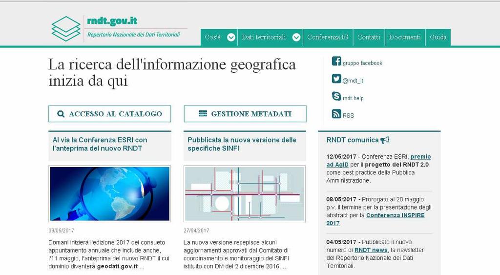 DATI portali cartografici nazionali Repertorio Nazionale