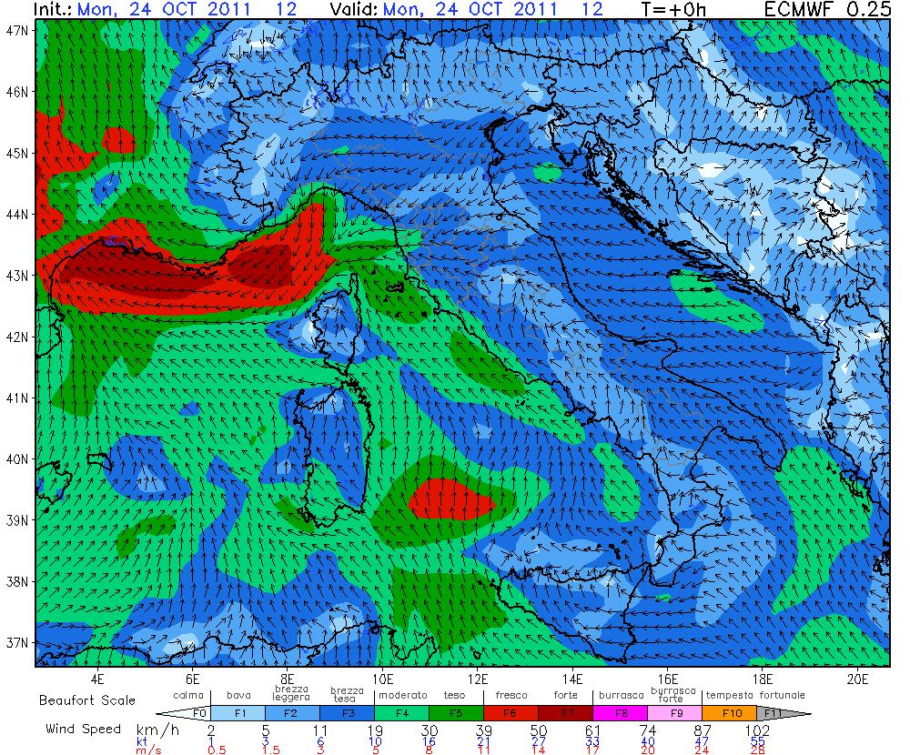 alle ore 12 UTC del 23  15 Vento