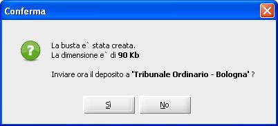 Questa è l ultima finestra che apparirà: Cliccate su Sì Chi non è in possesso di una PEC fornita dal Consiglio dell Ordine dovrà cliccare su No, esportare la busta e seguire le indicazioni fornite