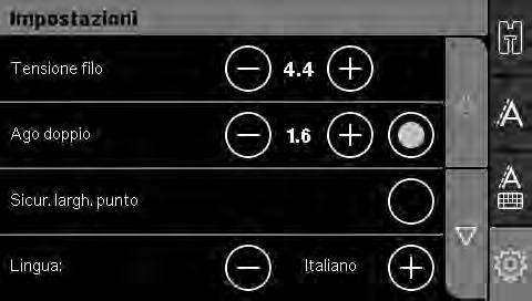 Tasto tagliafilo con indicatore Premere il pulsante quando non si sta cucendo: in questo modo la macchina per cucire taglia il filo dell'ago e della bobina e solleva l'ago.