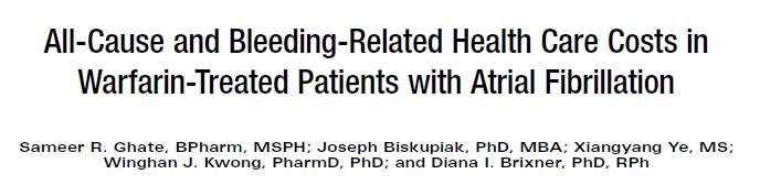 The incidence of major bleeding in AF patients receiving adjusted-dose warfarin has been reported as 1.1% per year. Kim et al.
