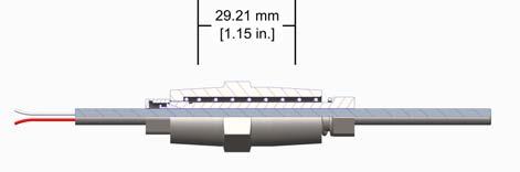pozzetto termometrico. Di conseguenza, questo raccordo regolabile consente l'installazione lungo il corpo della capsula di sensori di qualsiasi lunghezza. Figura 16. Dimensioni 29,21 mm [1.