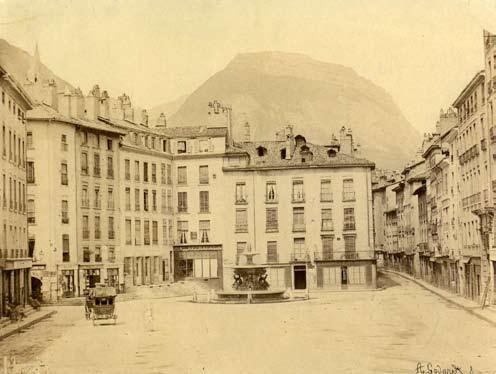 Grenoble, Place Grenette, 1856, firma A.