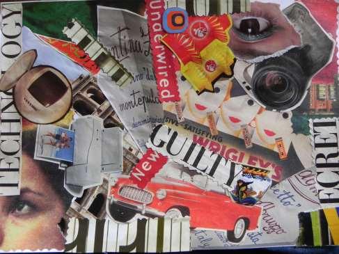 3ª TAPPA: IL MIO COLLAGE PERSONALE TEMPO PREVISTO: 2 ORE. I bambini, divisi in piccoli gruppi, realizzeranno un collage più «classico» utilizzando ritagli di giornale ed incollandoli su un supporto.