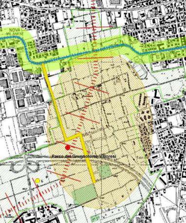 Roggia San Martino: Canale irriguo, varco ecologico, percorso ciclopedonale Nova Milanese Villoresi (in azzurro) La riattivazione di un canale secondario del