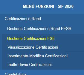 INSERIMENTO CERTIFICAZIONI FSE A COSTI REALI 1/18 Gestione certificazioni FSE: