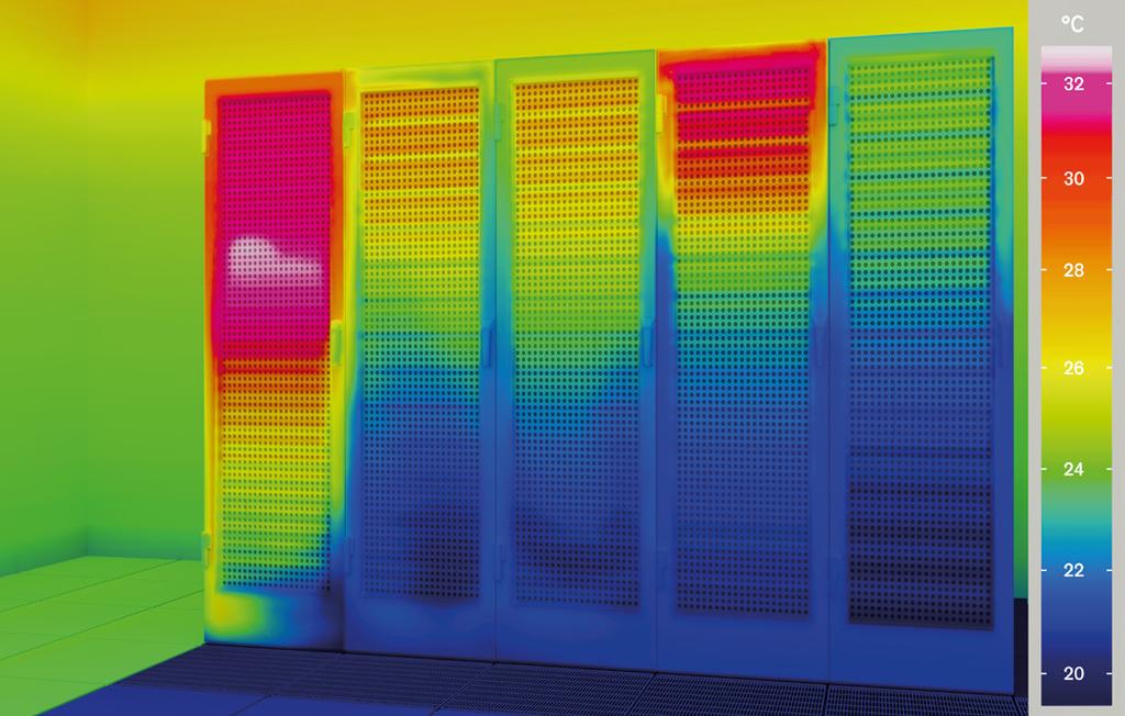 Soluzioni di gestione del flusso d aria STULZ Un immagine termografica rende visibili le zone calde e fredde presenti nel data center.