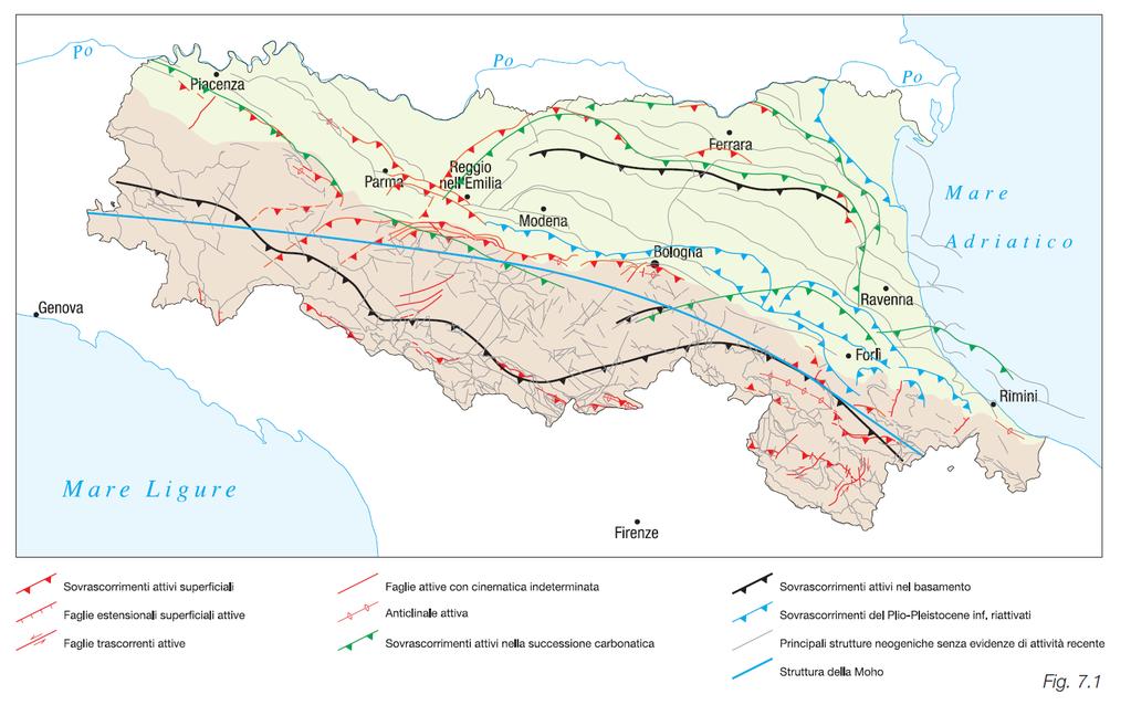 Nel 2004 la RER ha pubblicato la prima carta sismotettonica regionale alla scala 1:250.000, realizzata in convenzione con il CNR-IGG sez. di Firenze, responsabile scientifico prof. M. Boccaletti.