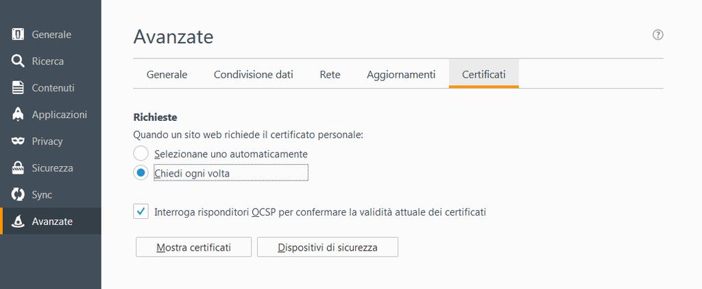 Cliccare su Dispositivi di sicurezza.