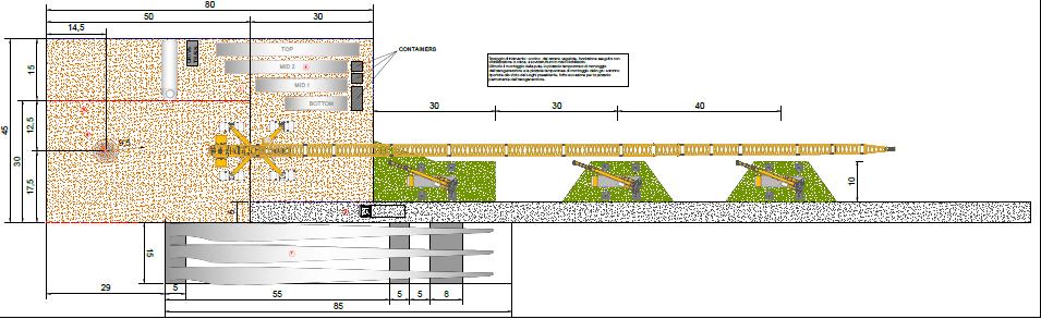 2.2.2 Piazzole montaggio e piazzole definitive Intorno a ciascuna delle torri sarà realizzata una piazzola di montaggio per il posizionamento delle gru durante la fase di installazione degli