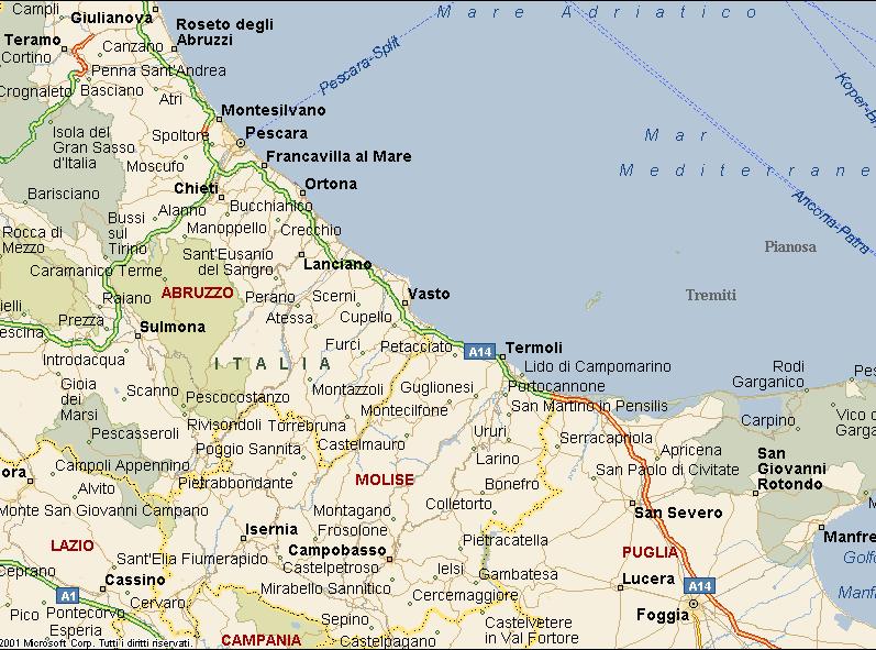A14 Bologna Taranto tratto Foggia - San Severo Vasto Sud - Termoli AdS Torre Fantine Ovest zona industriale Termoli AdS S.