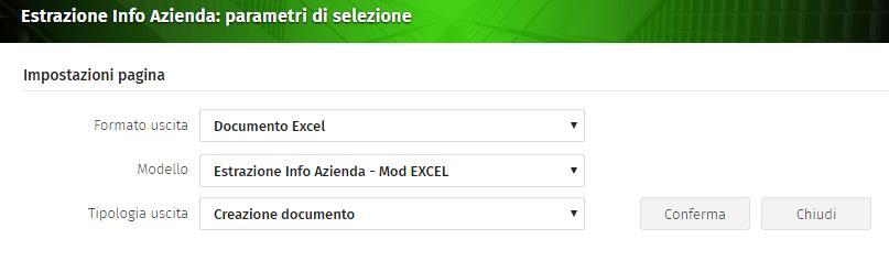 Esecuzione di un estrazione con modello Excel Accedendo al punto di menu "Esecuzione Estrazione" (da: Gestione dati/esecuzione Estrazione), per l estrazione selezionata indicare le seguenti