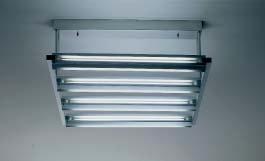Ceilind device with 4 fluorescent tubes for direct and indirect light, structure in