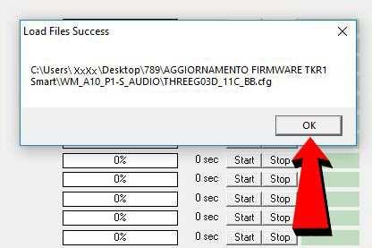 su AGGIORNAMENTO FIRMWARE TKR1 Smart e poi cliccate su WM_A10_P1-S_AUDIO (freccia 2) - Una volta selezionata la cartella