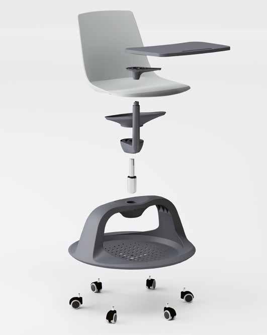 Il supporto per la tavoletta può avere due altezze, 23cm o 28 cm, riferiti alla quota di spazio utile tra seduta e sotto tavoletta.