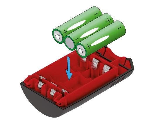 Impostazione dello strumento Inserimento della batteria Li-Ion Batterie alcaline Per garantire un funzionamento affidabile si raccomanda di utilizzare batterie alcaline di alta