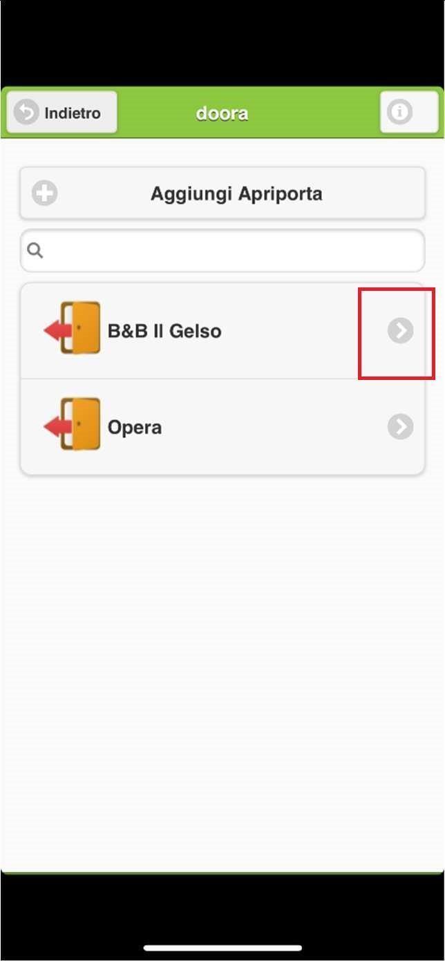 5. Aggiungere un utente Una volta registrati tutti gli Apriporta che si vogliono controllare, è necessario inserire gli utenti Cliccare sull' apriporta a cui si vogliono abbinare gli utenti Cliccare