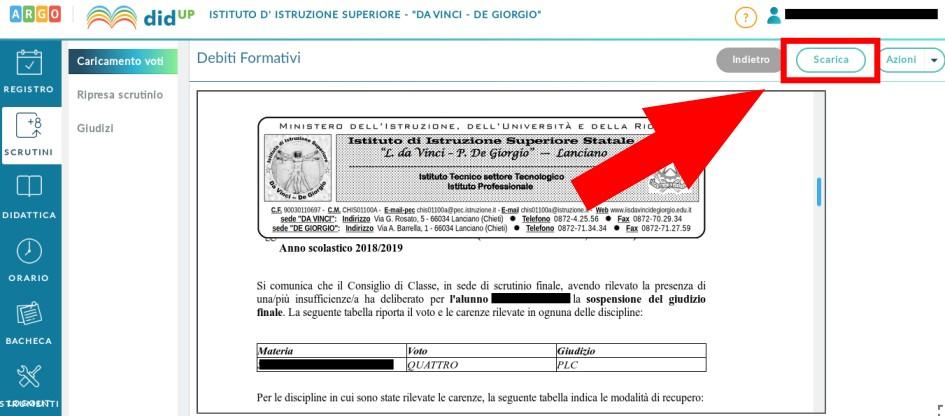 A questa punto viene creato il documento per le comunicazione dei debiti e mostrato a video, come riportato nella immagine seguente: Si può procedere a scaricare il file per le successive modifiche,